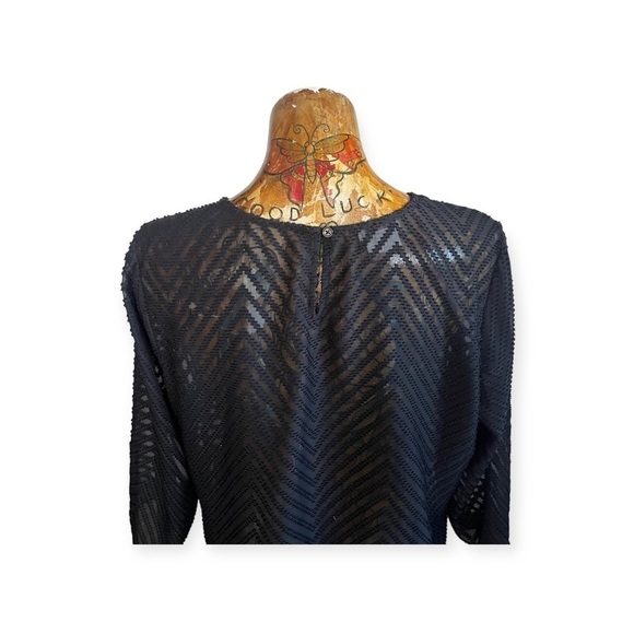 Van Heusen blouse sheer top loose black large - Picture 5 of 8
